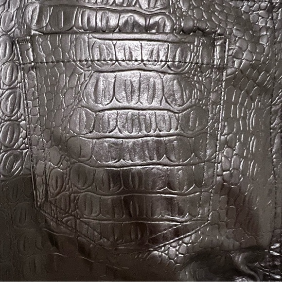 Tall Stassie X Missguided Croc Print Faux Black Leather Trousers - Picture 5 of 16